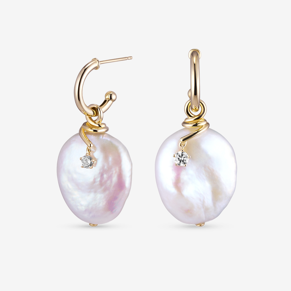 14k,18k 스텔라 캐시진주 귀걸이(랩 다이아몬드)*NEW